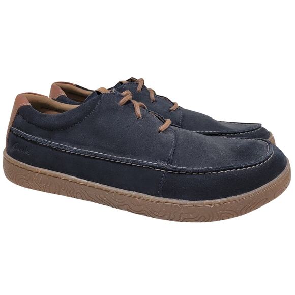 Clarks Men Hodson Moc Toe Casual Derby Oxfords Size US 12W Navy Blue Suede main image 4